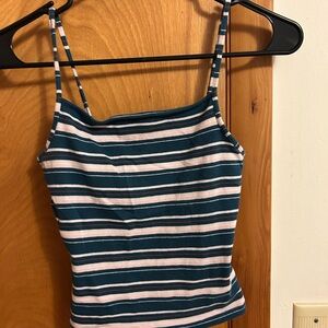 Garage Striped Teal and White Women's Top